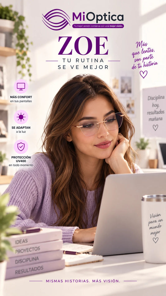Lentes Fotocromáticos con Filtro Azul Zoe | Cat-Eye para Mujer | MiÓptica